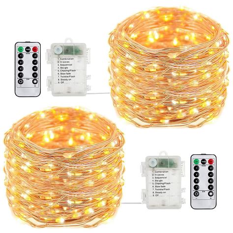 Fairy Lights 2 Pack Battery Operated Waterproof 50 Led Fairy String