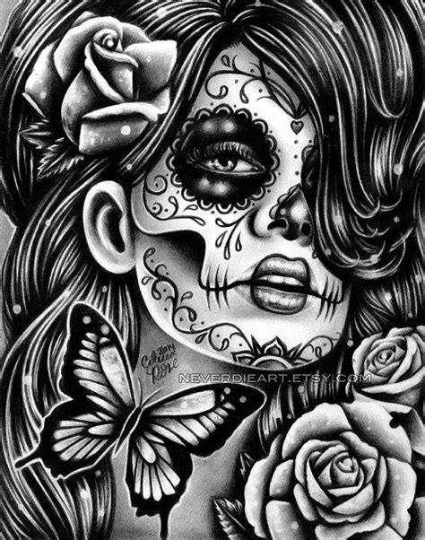 5x7 8x10 Or Apprx 11x14 In Signed Art Print Epiphany Day Of The Dead Sugar Skull Girl