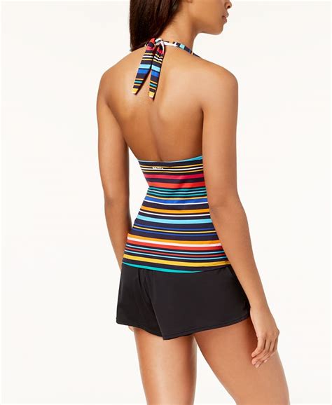 Nautica Striped V Neck Halter Tankini Top Macys