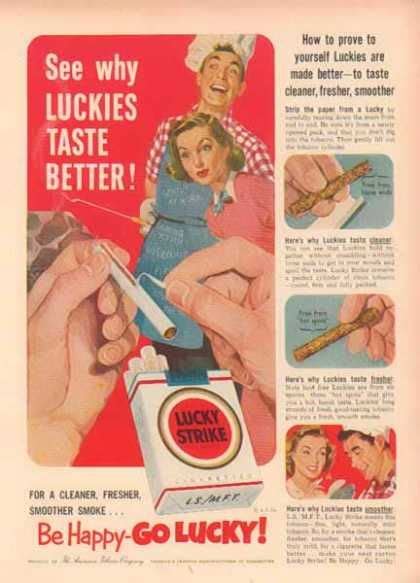 Lucky Strikes Cigarettes Be Happy Go Lucky 1958 Vintage Cigarette