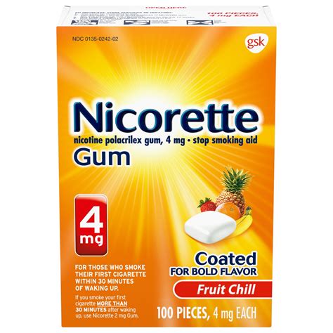 nicorette nicotine gum to stop smoking fruit chill flavor 4 mg 100 count walmart inventory