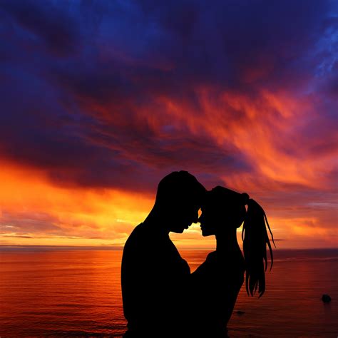 Couple Wallpaper 4K, Romantic, Silhouette, Sunset, Seascape, Together ...