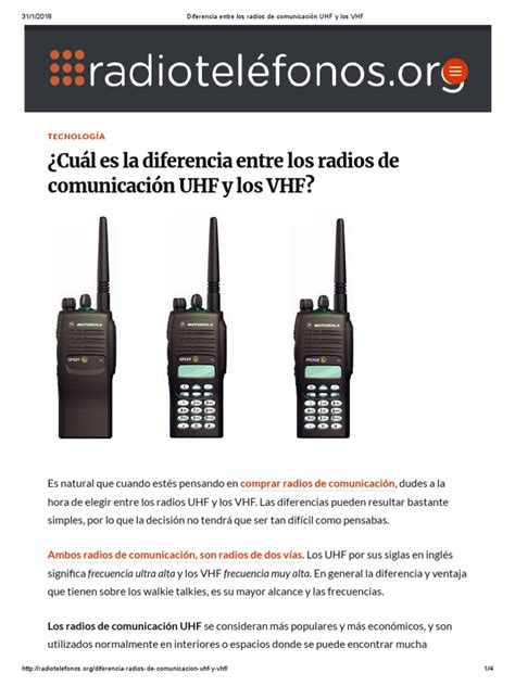 Diferencia Entre Los Radios De Comunicación Uhf Y Los Vhf Pdf Frecuencia Ultra Alta Motorola