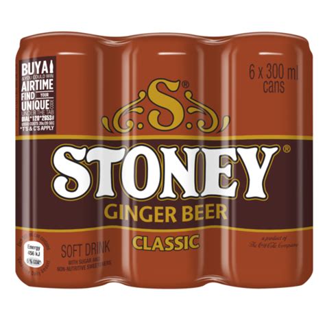 Stoney Ginger Beer Classic Soft Drink Cans 6 X 300ml Lemonade And Ginger Ale Soft Drinks