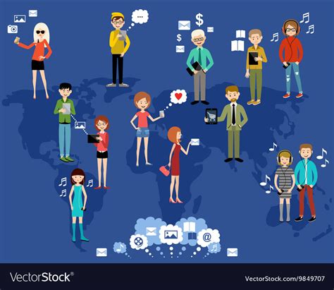 People Use The Internet And Gadgets Social Vector Image