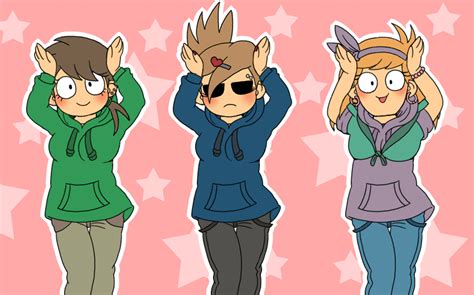 Eddsworld Animated Animated  Gender Request 3girls Arms Up Blush Bracelet Brown Hair