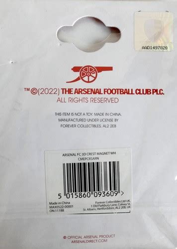 Arsenal Fc Emblem Pvc Magnet Official Product Other Sports Items