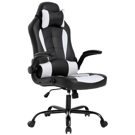 Bestoffice Adjustable And Lumbar Support Swivel Gaming Chair White