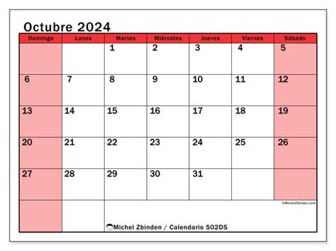 Calendario Octubre Econ Mico Rojo Ds Michel Zbinden Pe