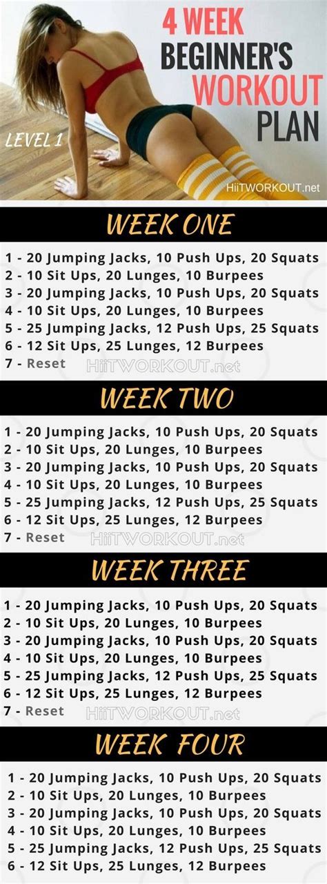 At lunch, you grab your suitcase (if you're at work, milk jug if you're at home) and do inverted rows. 4 Week No-Gym Beginner's Workout Plan Level 1