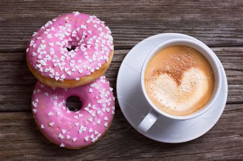 Coffee With Donuts Containing Coffee Cup And Mug Food Images