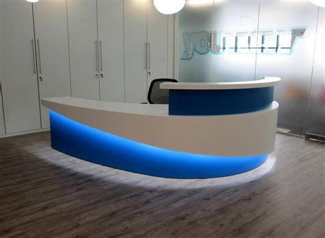 This is a made to order reception desk with a transaction ledge at top to be used for handling of money, receipts, singing credit card slips, etc. Round Retail Counter front reception desk for sale
