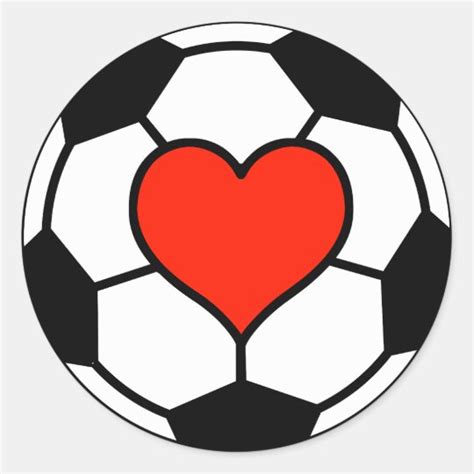 Soccer Ball With Heart Classic Round Sticker