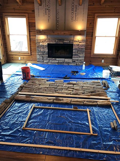 To clean the fireplace grate and/or andirons (rails used to support logs), remove the grate/andirons from the firebox, then dunk a scrub brush in the tsp dunk a clean soft sponge in the remaining tsp solution, then apply it to the entire fireplace surround, making sure to wet both the stone and the grout. My DIY Stone Veneer Fireplace Project | Stone veneer ...