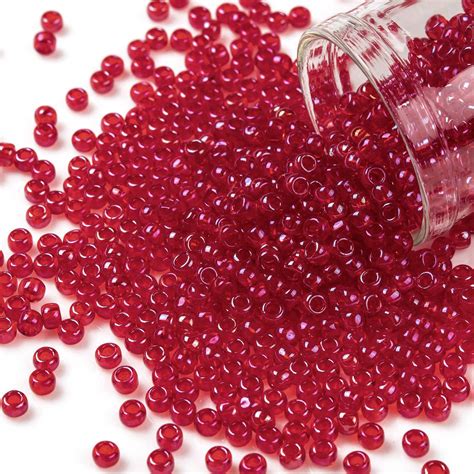 Toho Round Seed Beads Japanese Seed Beads 798 Inside Color Ab Crystal Siam Ruby Lined 8 0