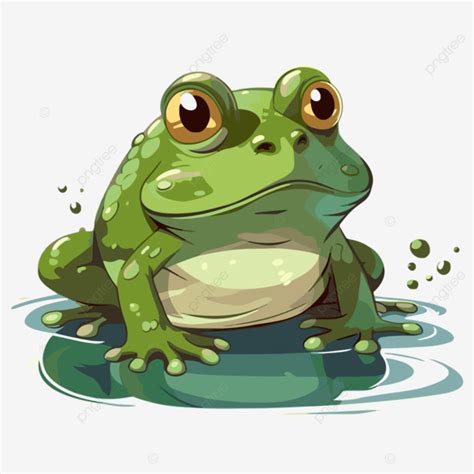 Bullfrog Clipart Cartoon Green Frog With The Eyes Closed And Floating