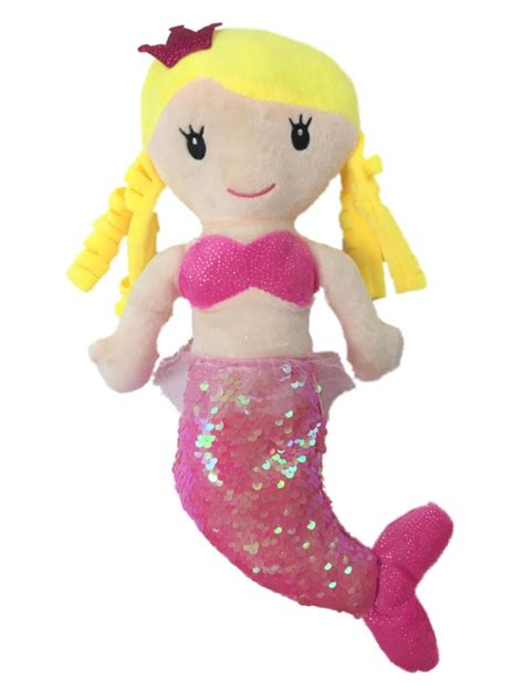 Linzy Toys 14 Inch Victoria Mermaid With Pink Sequins Plush Doll