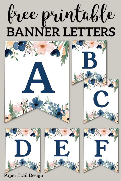 Blue & Pink Floral Banner Letters Free Printable | Paper Trail Design