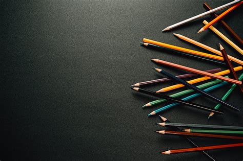 Pencils Multicolored Black Surface Hd Wallpaper Peakpx
