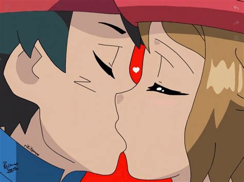 Ash And Serena Amourshipping Kiss By Rikitempe On Deviantart Pokemon