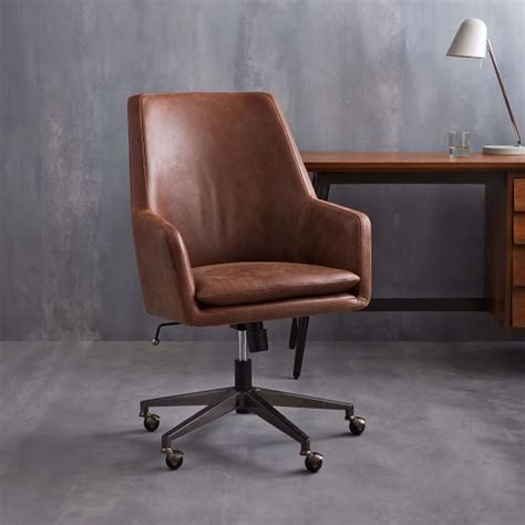 An office chair is a part of your office decor. Helvetica High-Back Leather Office Chair | west elm