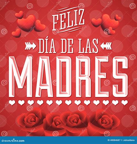 Feliz Dia De Las Madres Happy Mother S Day Spanish Text Stock Vector
