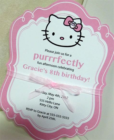 Pretty Hello Kitty Invitation. $2.20, via Etsy. | Hello kitty birthday