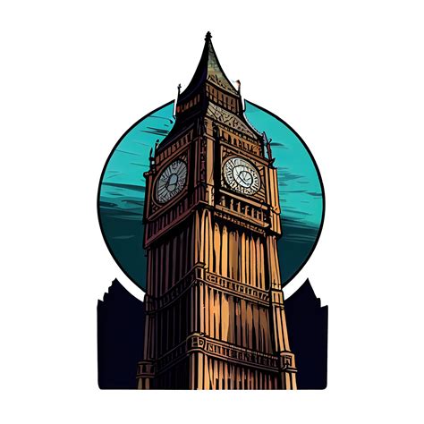 Free Cartoon Sticker Depicts The Big Ben With Its Famous Clock Face And