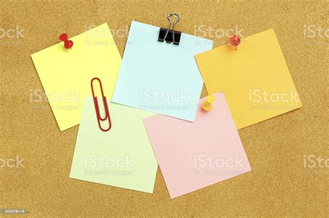 Sticky Notes On Bulletin Board Stock Photo Download Image Now