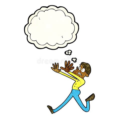 Cartoon Man Running Away With Thought Bubble Stock Illustration