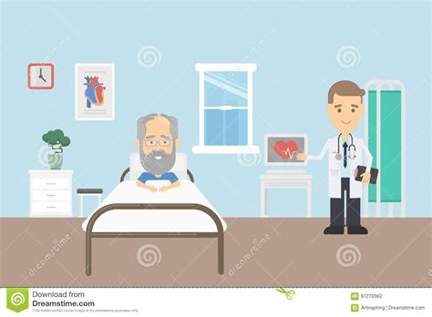 Old Man In Hospital Vector Illustration 87270562