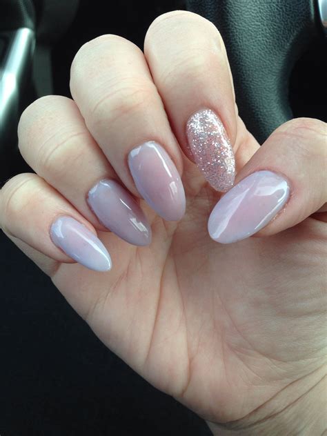 Pale Lavender almond gel nails with glitter accent nail ... Nails nail tips ins style fancy rhinestones luxury glitter sequin press on nails almond false nail tips.