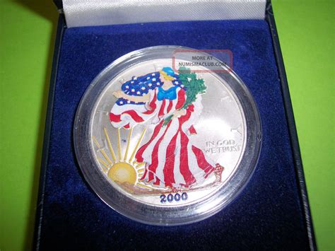 2000 Full Color Painted American Eagle 999 Fine Silver 1 Ounce Us