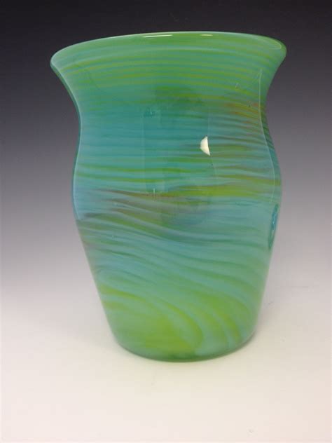 Blue And Green Glass Vase Made By Hilltop Artists Tacoma Green Glass Vase Glass Blowing