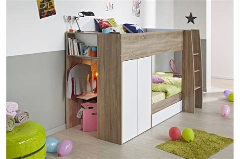 Produits moins chers garantis, promotions tout au long de l'année. Lit superposé enfant chêne et blanc - Trendymobilier.com