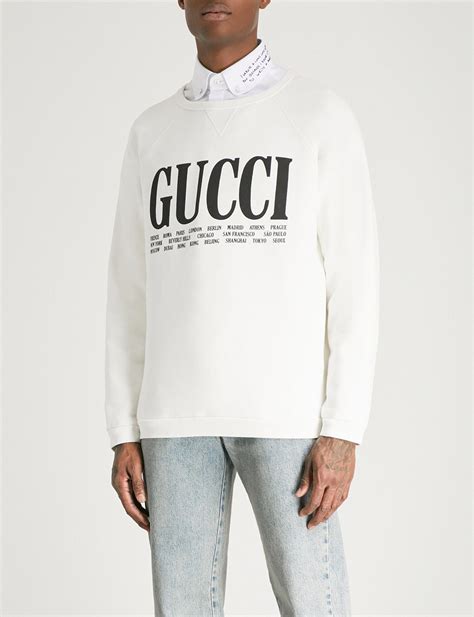 Gucci Cities Cotton Jersey Sweatshirt In White For Men Lyst