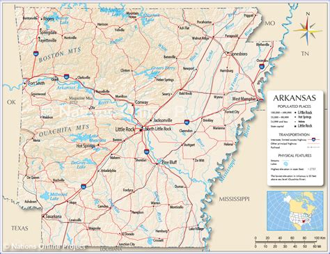 Reference Maps Of Arkansas Usa Nations Online Project Printable Map