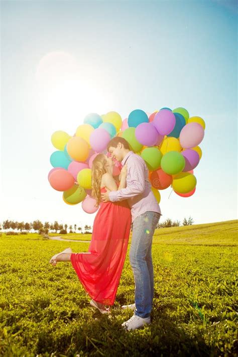 Young Healthy Beauty Pregnant Woman With Her Husband And Balloon Stock Image Image Of Birth