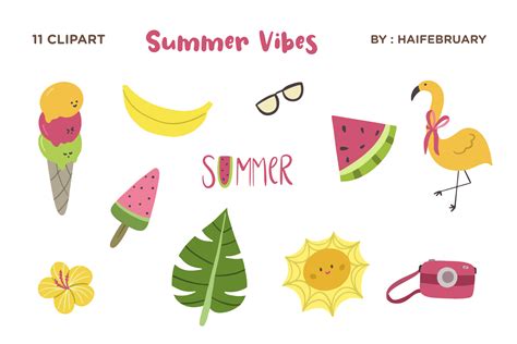 Summer Vibes Clipart Graphic Graphic By Haifebruary · Creative Fabrica