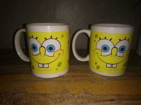 Spongebob Squarepants Coffee Mug Cup Set Of 2 W Two Faces 2006 Viacom