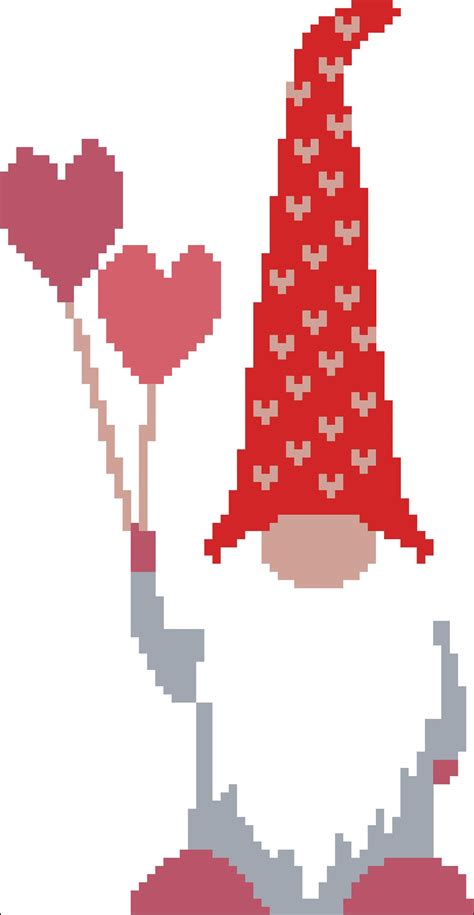 valentine gnome cross stitch pattern cute cross stitch love etsy