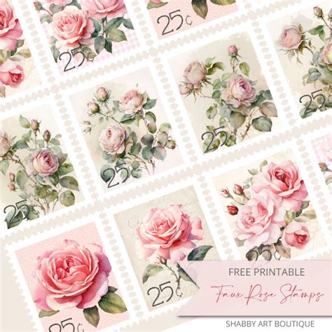 Free Printable Faux Rose Stamps Shabby Art Boutique