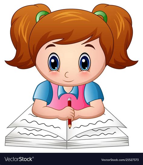 Illustration Of Cartoon Girl Reading A Book Download A Free Preview Or