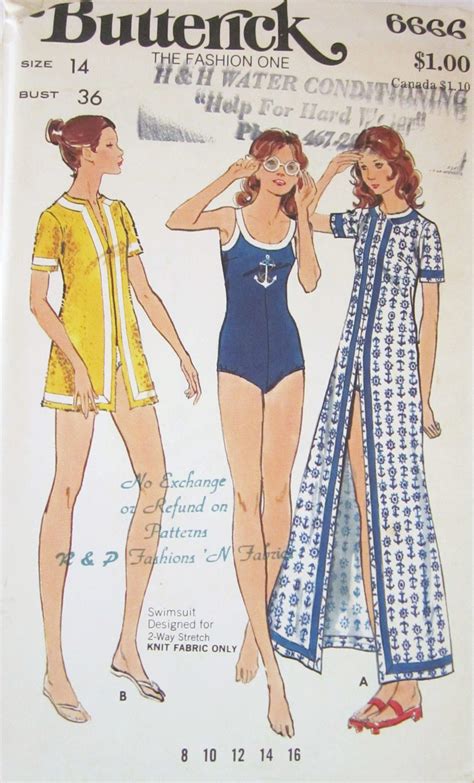 Butterick 6666 Swimsuit Pattern Sewing Fashion Retro Fashion Vintage