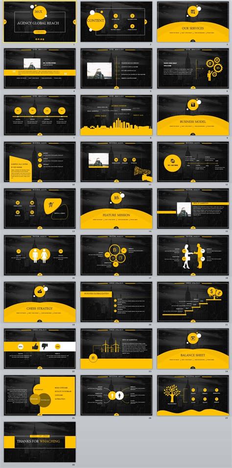 28 Yellow Black Business Report Powerpoint Templates Desain Brosur
