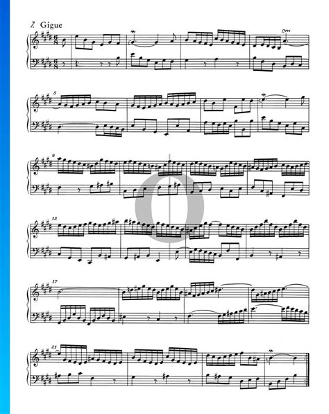 Französische Suite Nr 6 E Dur BWV 817 8 Gigue Noten Johann Sebastian Bach Download