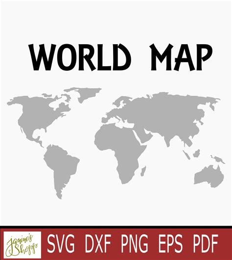 Simple World Map Design Svg Dxf Png Eps Pdf For Use With Cricut