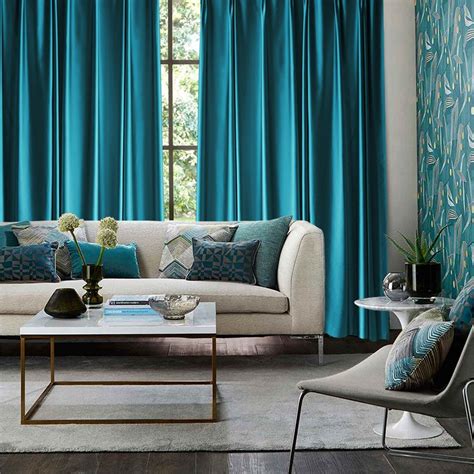 Teal Curtain 1 Pair Blue Curtains Living Room Curtains Living Room
