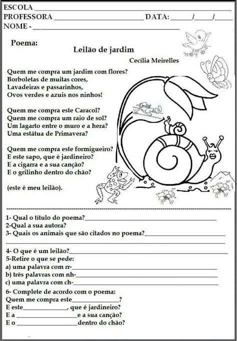 Produção De Texto Poema 2 Ano Ensino Fundamental Texto Exemplo