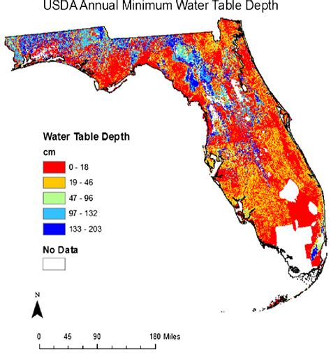 How big is a dug well in florida? Depth to groundwater table for the State of Florida with ...